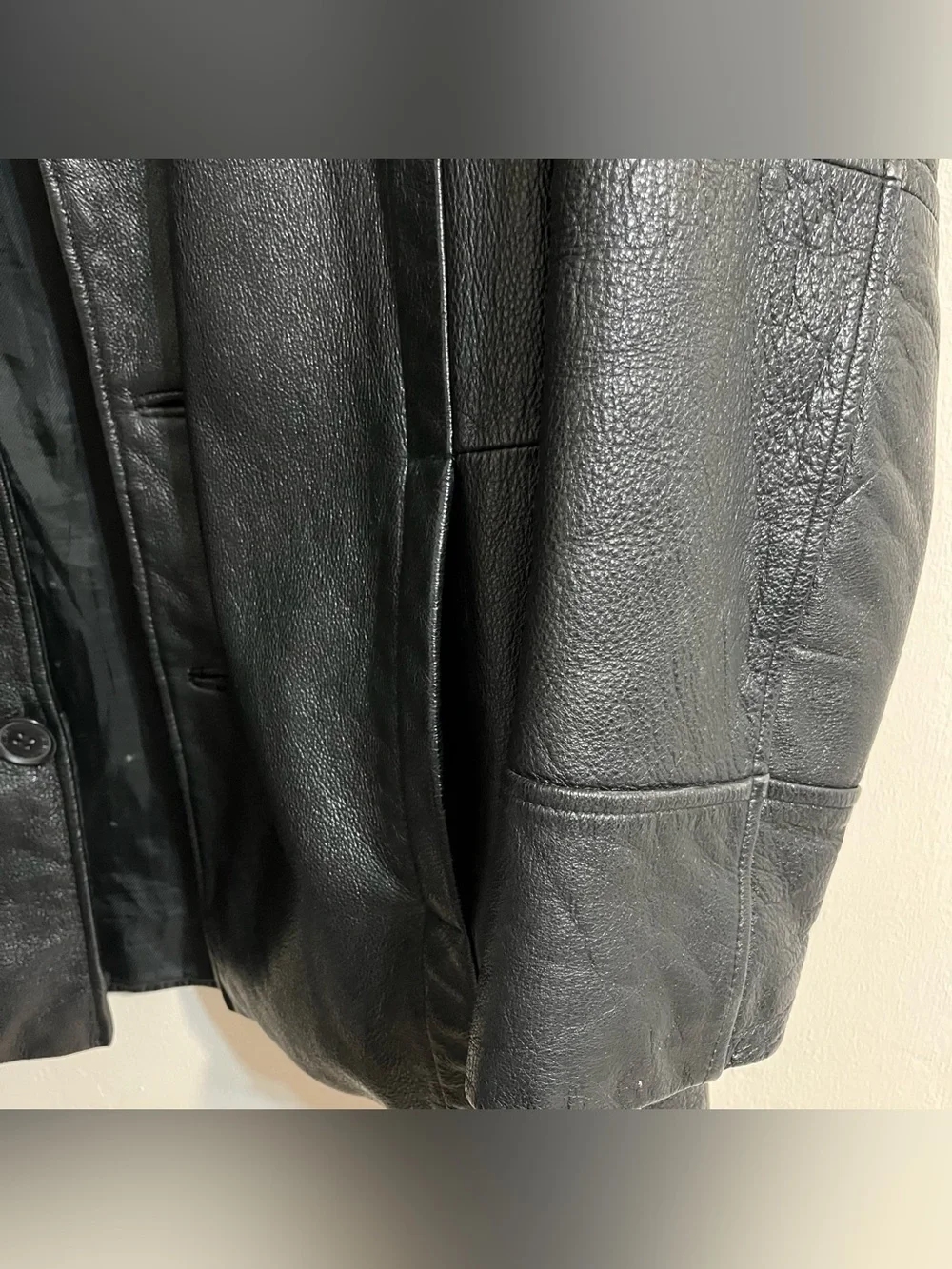 Black Leather Button-Up Men’s Jacket Wilson Small
